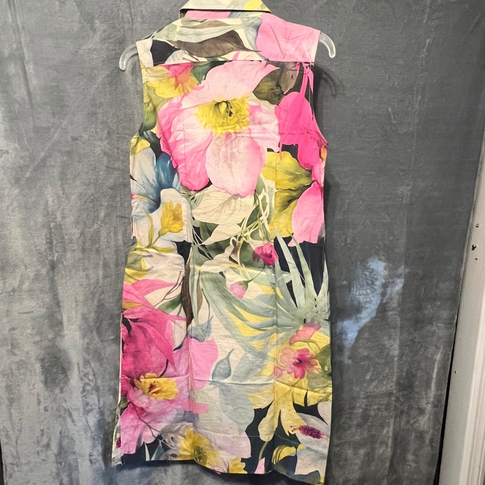 Craig Taylor Tropical Floral Shirt Dress Art To Wear Resort Cottagecore XS - Picture 3 of 9